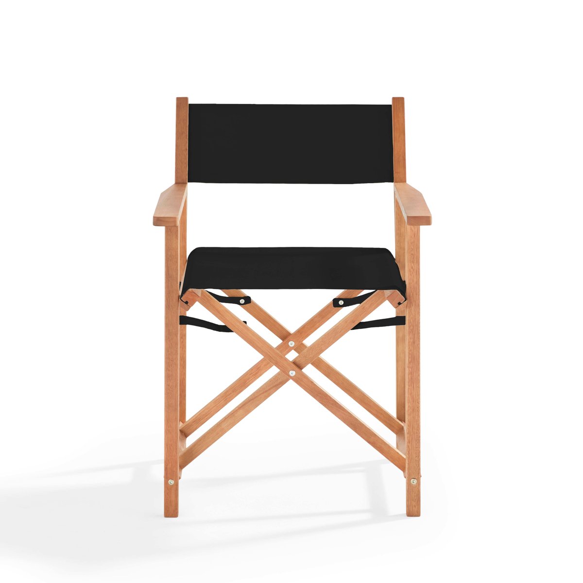 Lot de 2 chaises pliantes en bois et textilène MOSTRA noir, OVIALA