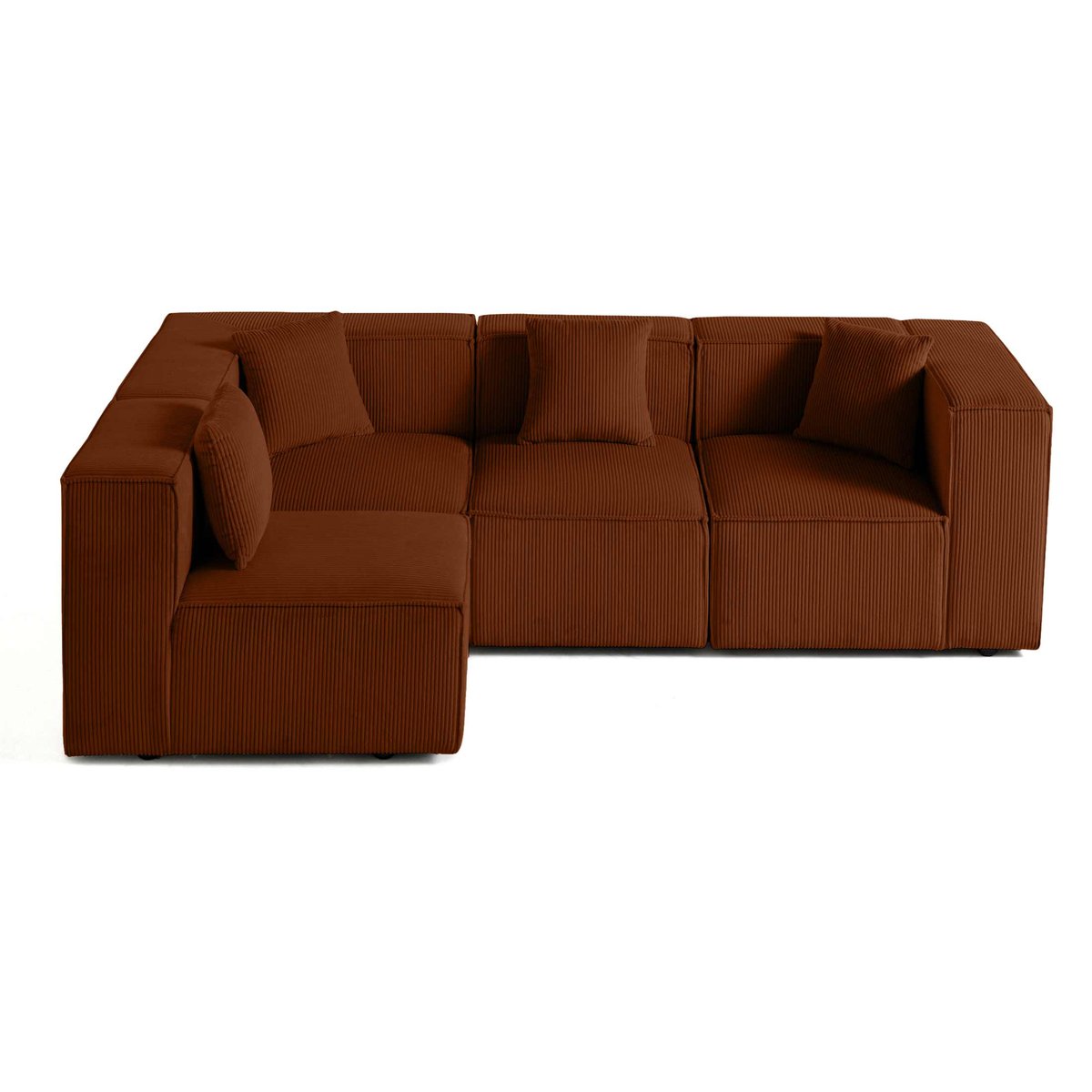 Canapé modulable d'angle gauche velours côtelé, ARTY terracotta, BEST MOBILIER