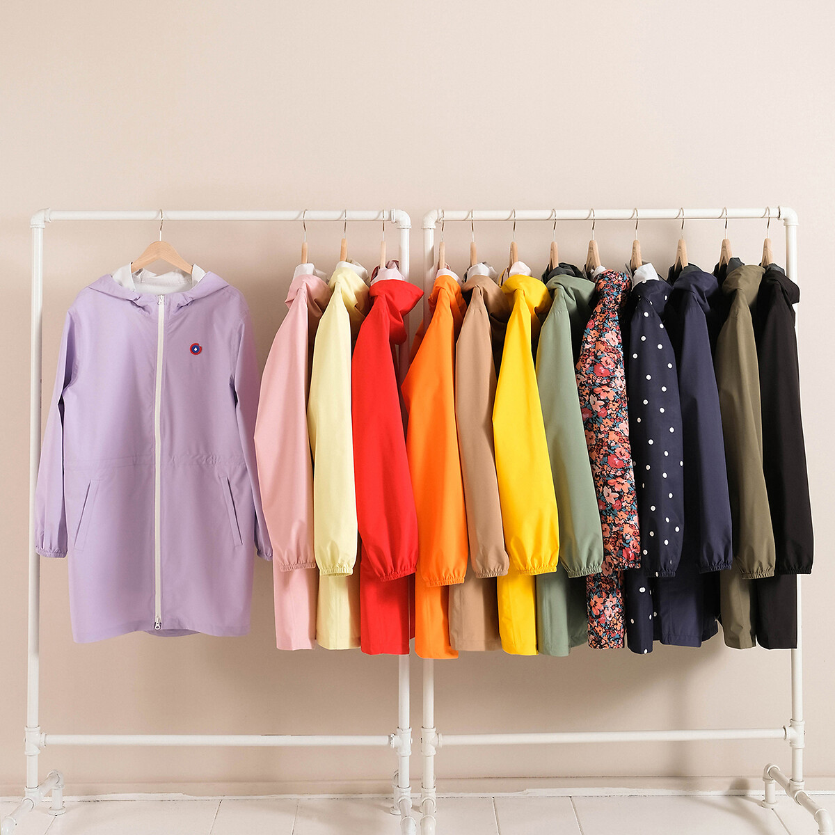 Halblange Regenjacke Amelot, Reissverschluss hellgrün, FLOTTE
