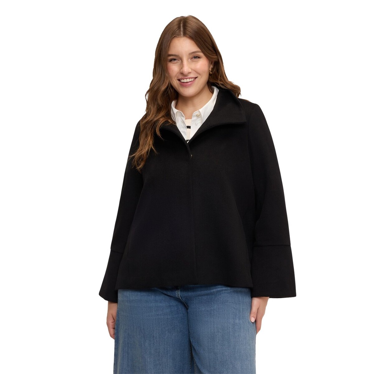 Cape avec col haut noir, FIORELLA RUBINO