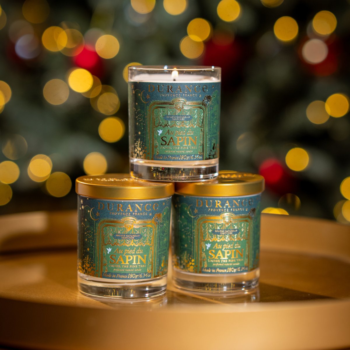 Bougie parfumée AU PIED DU SAPIN couleur unique, DURANCE