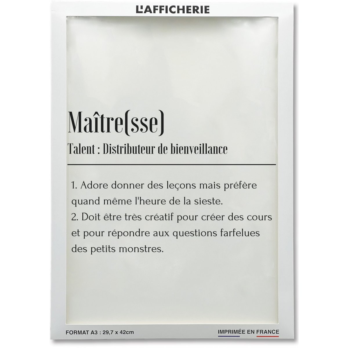 Affiche Définition Maître(sse) blanc, L'AFFICHERIE