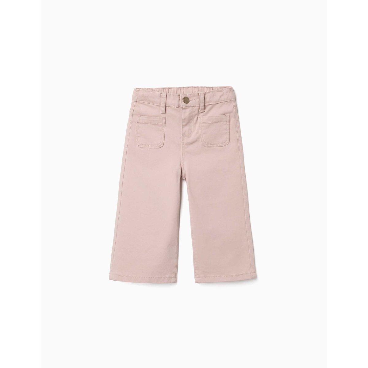 Pantalon en sergé à jambe large avec poches devant rose clair, ZIPPY