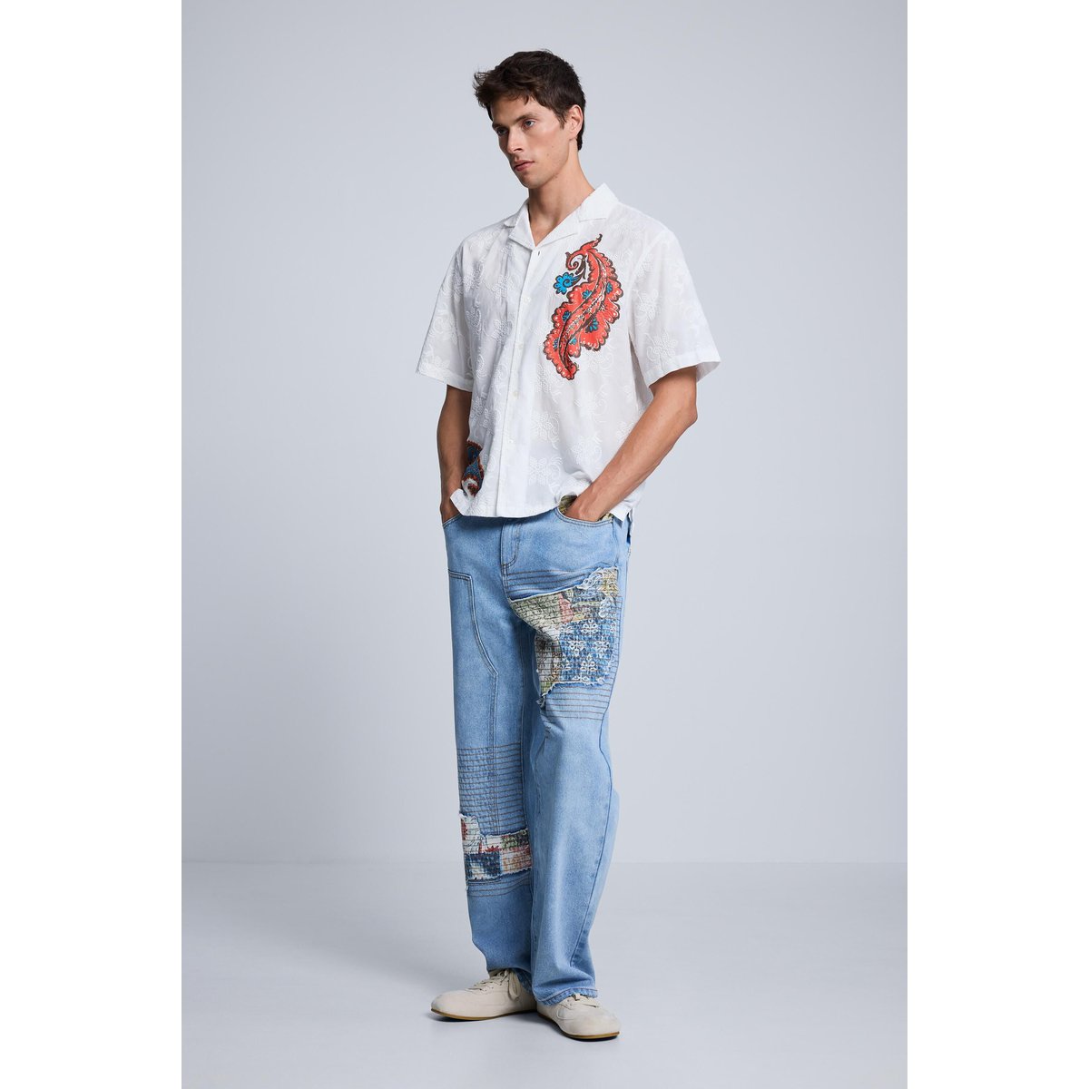 Chemise à manches courtes imprimée blanc, DESIGUAL