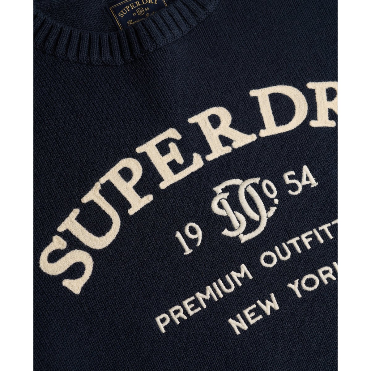 Pull à Logo Heritage bleu marine éclipse/écru, SUPERDRY