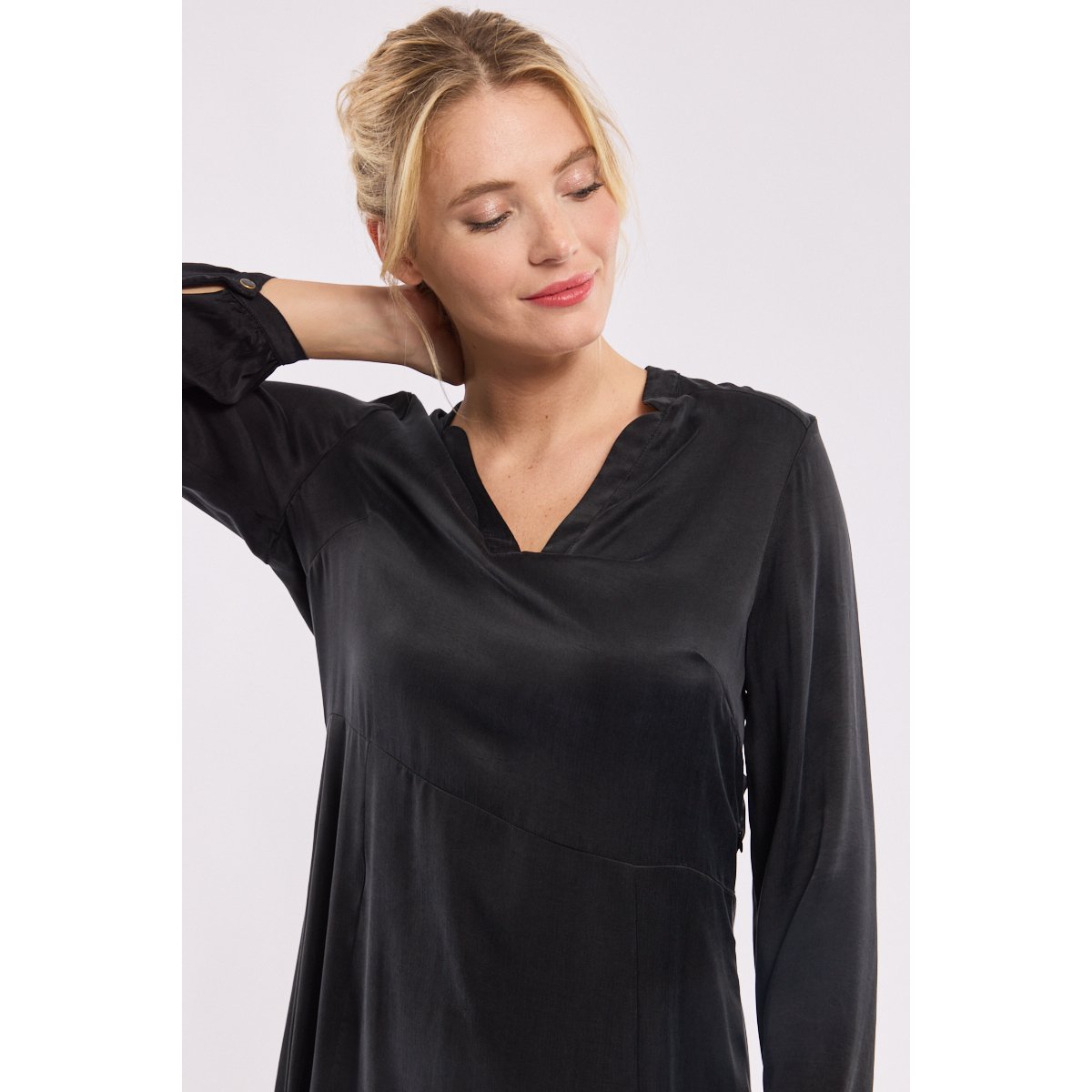 Robe Heloïse en cupro noir, TERRE & MER