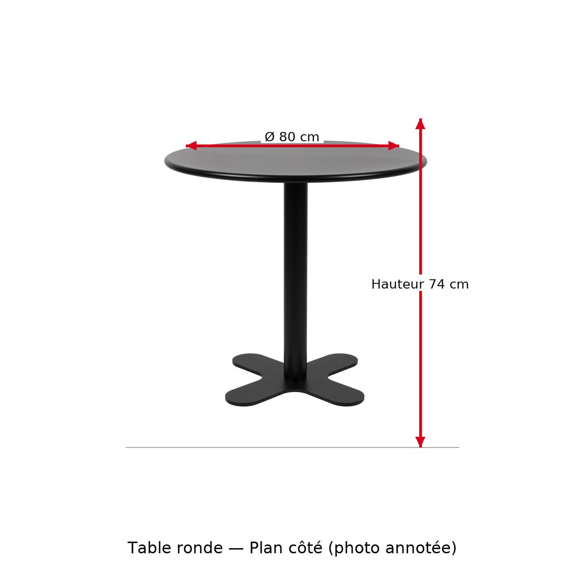 Table de jardin ronde en métal, L.80 , SANJAY noir, BOITE A DESIGN