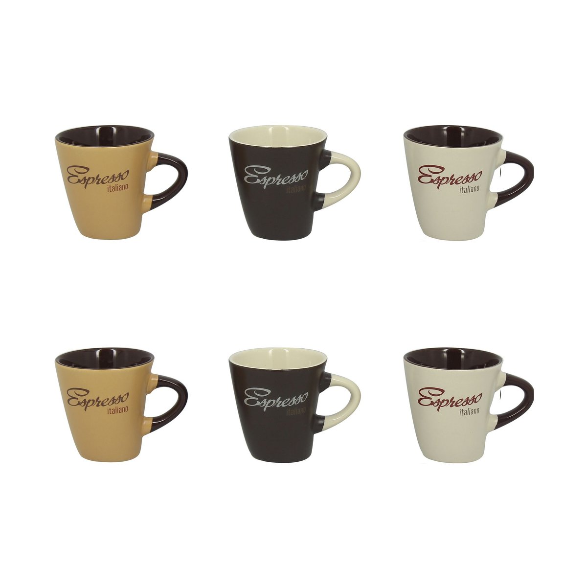 Lot de 6 tasses en grès 15cl, EXPRESSO ITALIANO multicolore, NOVASTYL