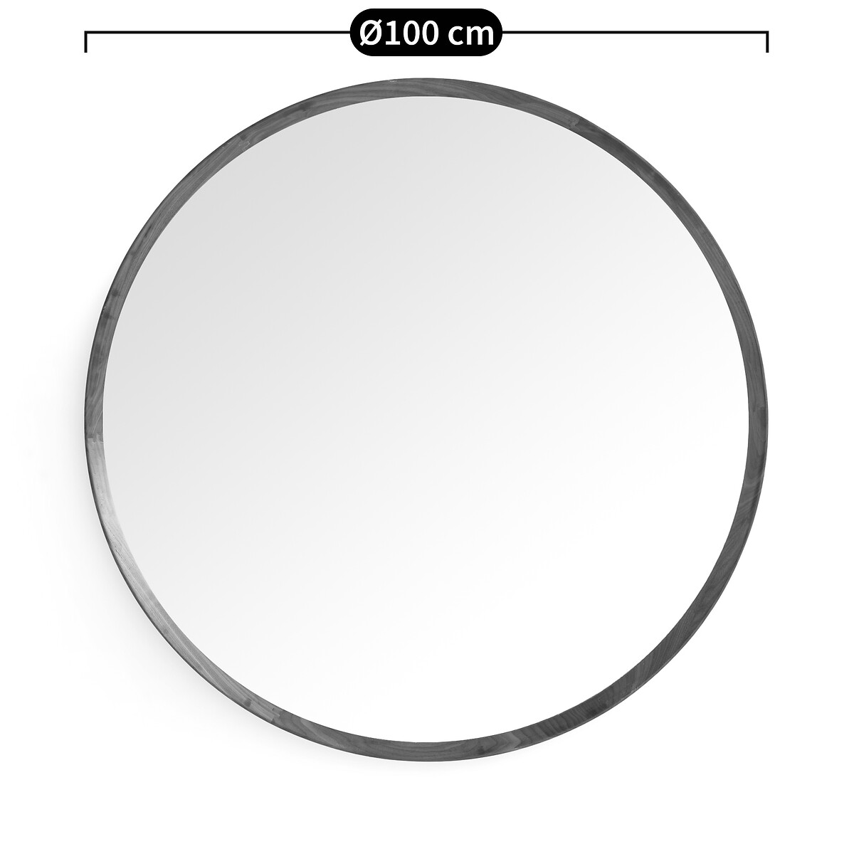 Miroir rond noyer massif, diamètre 100 cm, Orion noyer, AM.PM