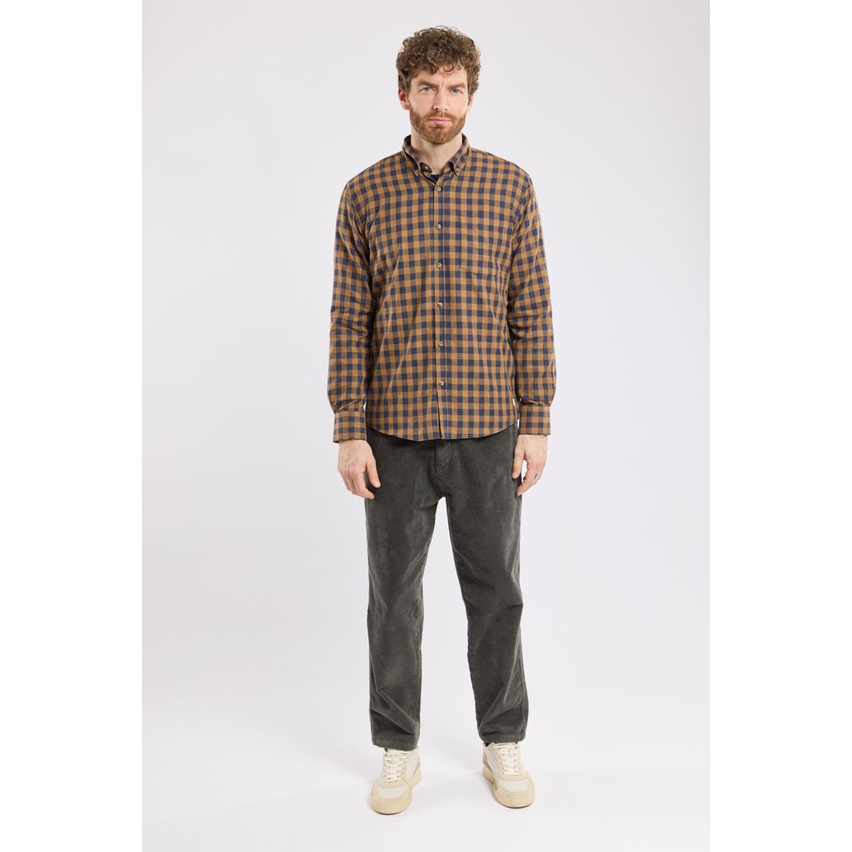 Chemise flanelle carreaux Héritage en coton HERITAGE vichy marine/camel h25, ARMOR-LUX