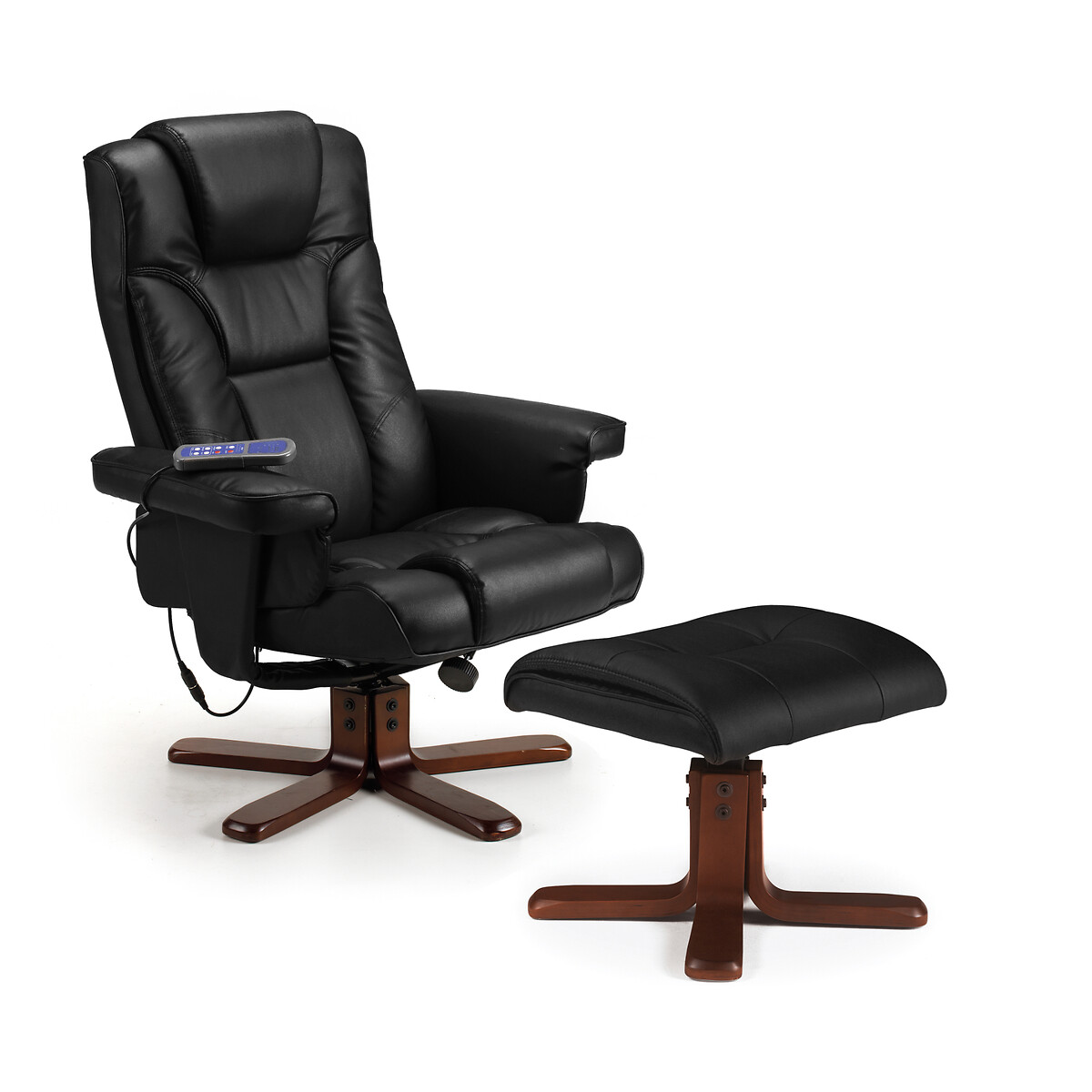 Oslo Faux Leather Heated Massage Reclining Chair & Stool black, SO'HOME