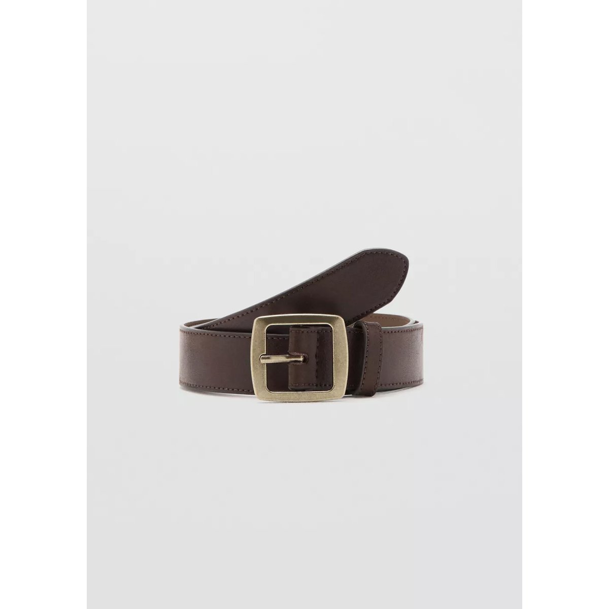 Ceinture boucle carrée chocolat, MANGO
