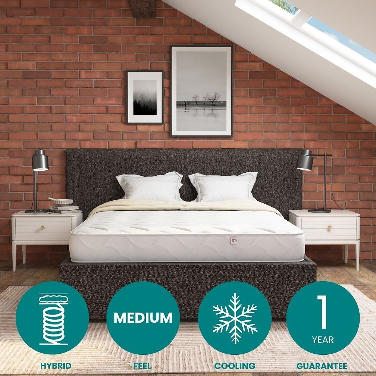 Aspire Essentials Dual Comfort Cool Hybrid Plus Mattress white, ASPIRE