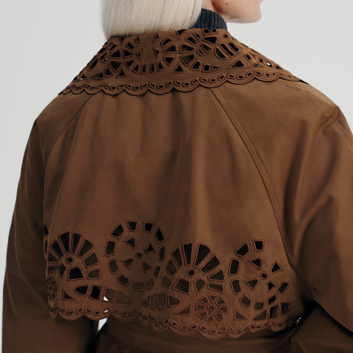 Long Trench Coat with Belt and Button Fastening dark beige, La Redoute Collections x Louise Misha
