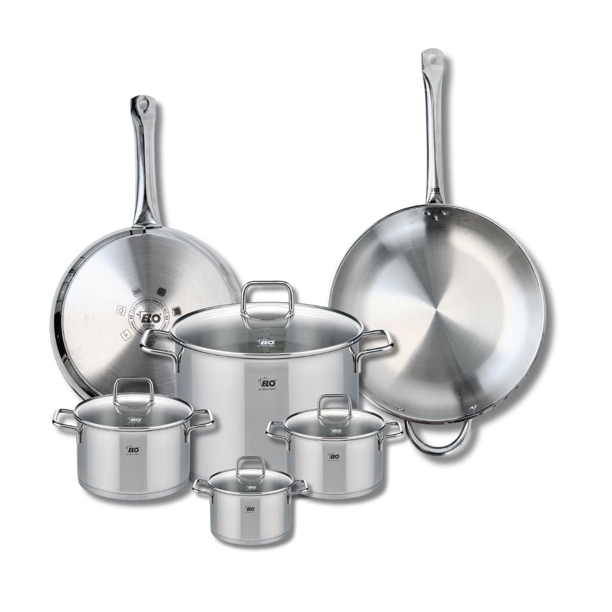 2 poêles 28/32cm + 4 faitouts 12/14/16/26cm PROFI CITRIN inox, ELO