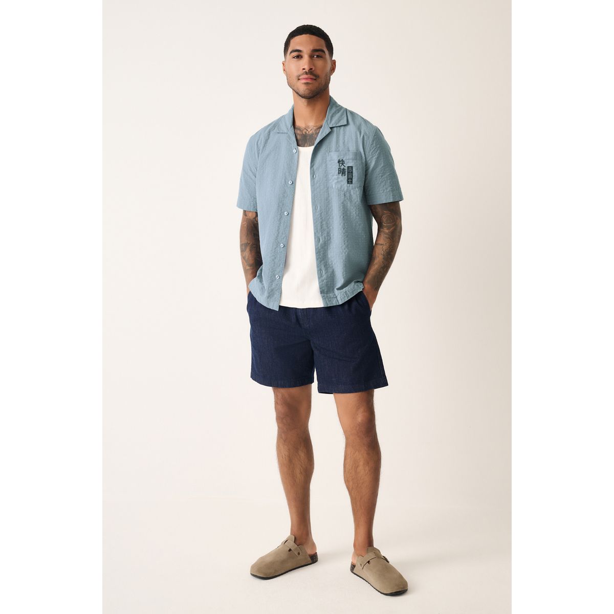 Chemise 100 % coton à manches courtes hokusai bleu, NEXT