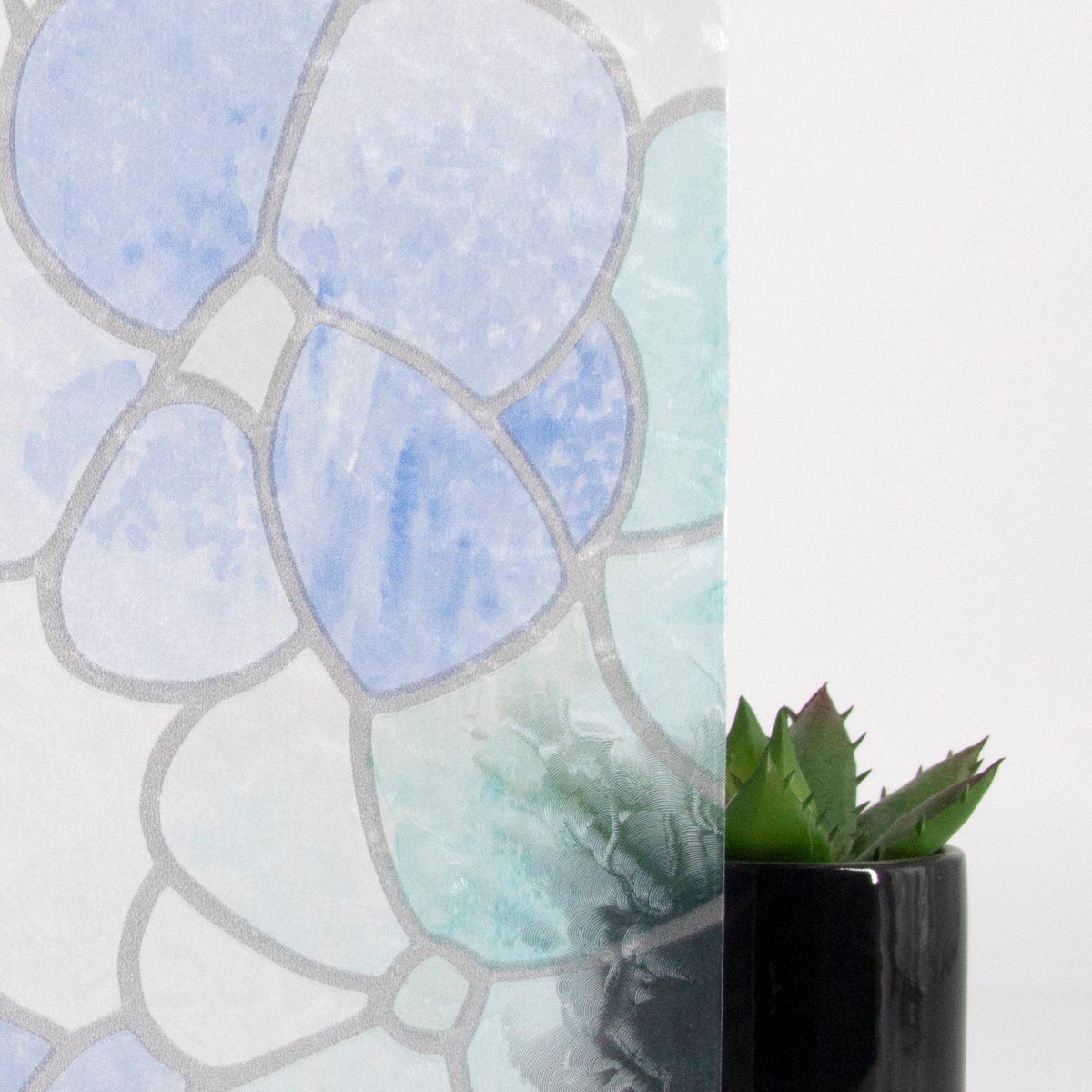 Adhésif décoratif pour vitres Fleurs Madère bleu, ART FOR THE HOME