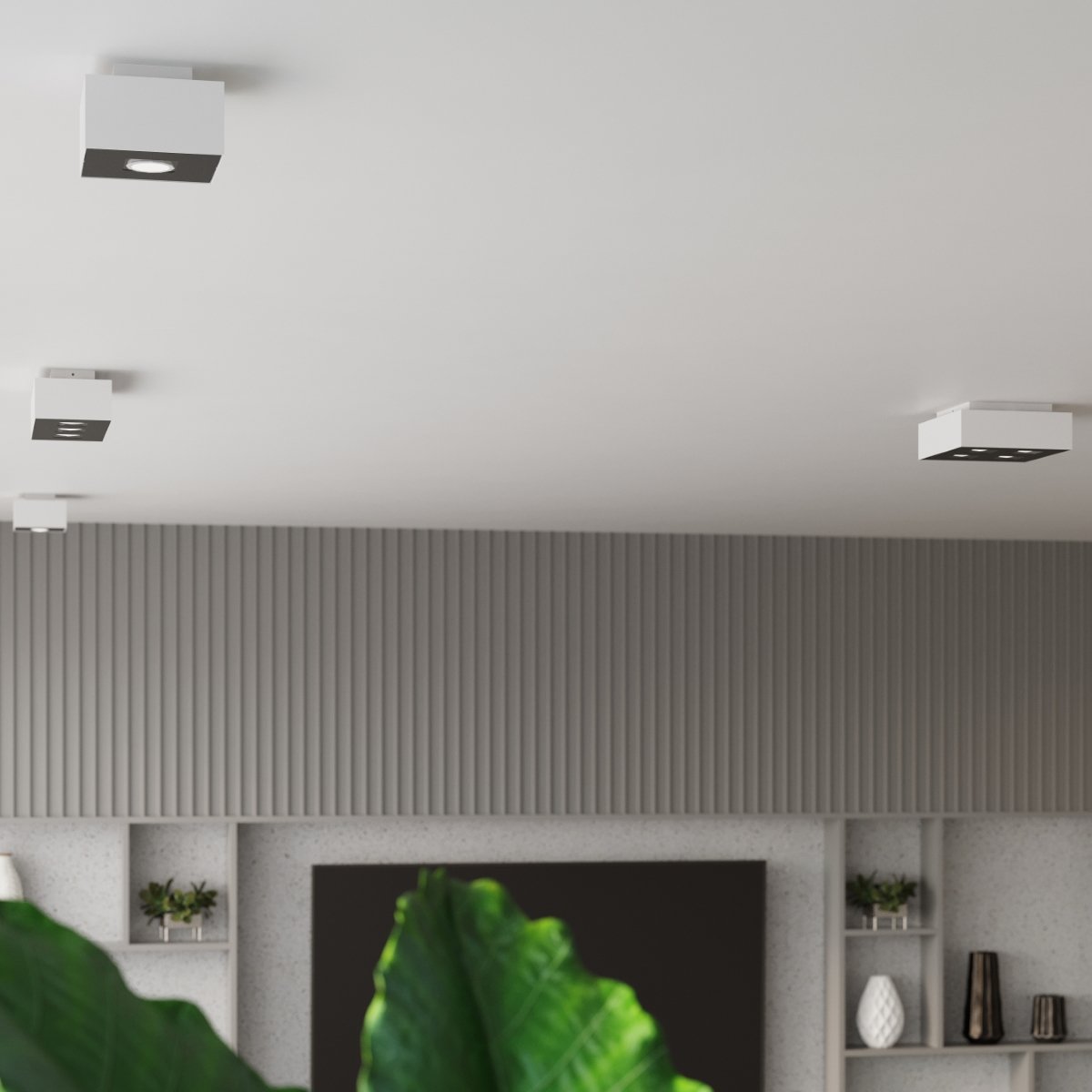 Plafonnier Acier Blanc/Noir GU10 4 Mono blanc, EDEN