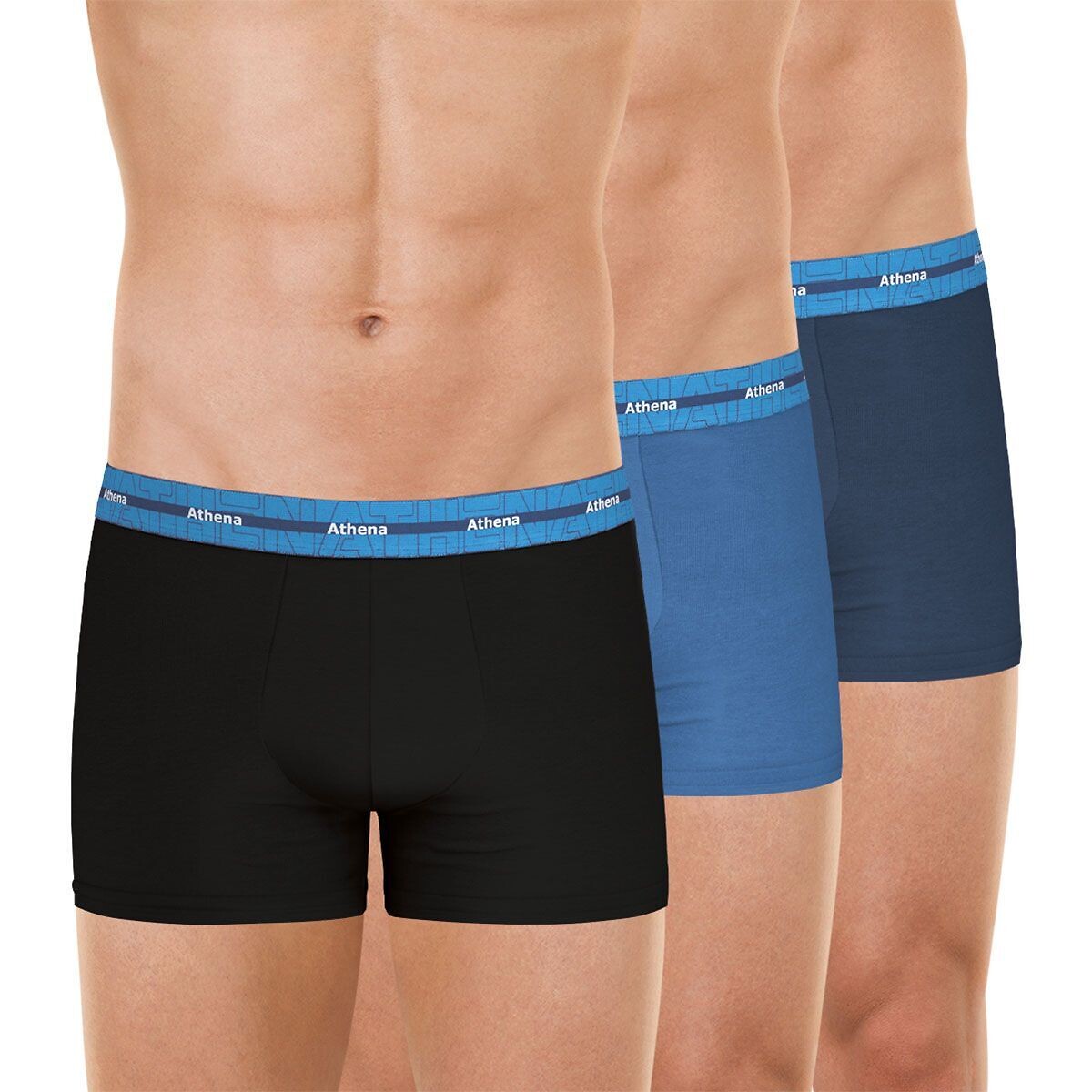 Pack of 3 Hipsters in Stretch Cotton black+blue+grey, ATHENA