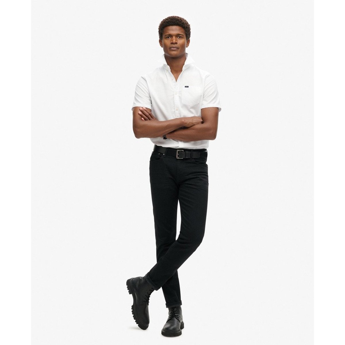 Chemise Oxford à manches courtes optic, SUPERDRY