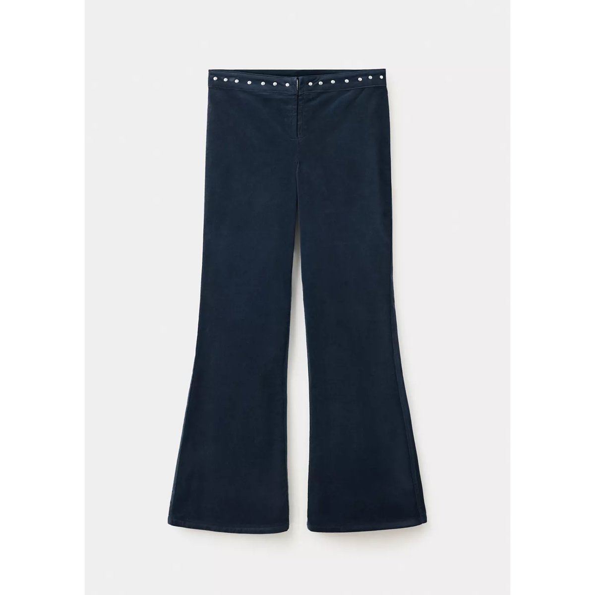Pantalon évasé en velours côtelé à clous bleu marine, MANGO TEEN