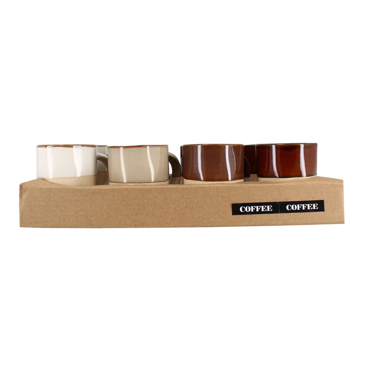 Lot de 8 tasses assorties 10cl, MACCHIATO blanc-marron, NOVASTYL