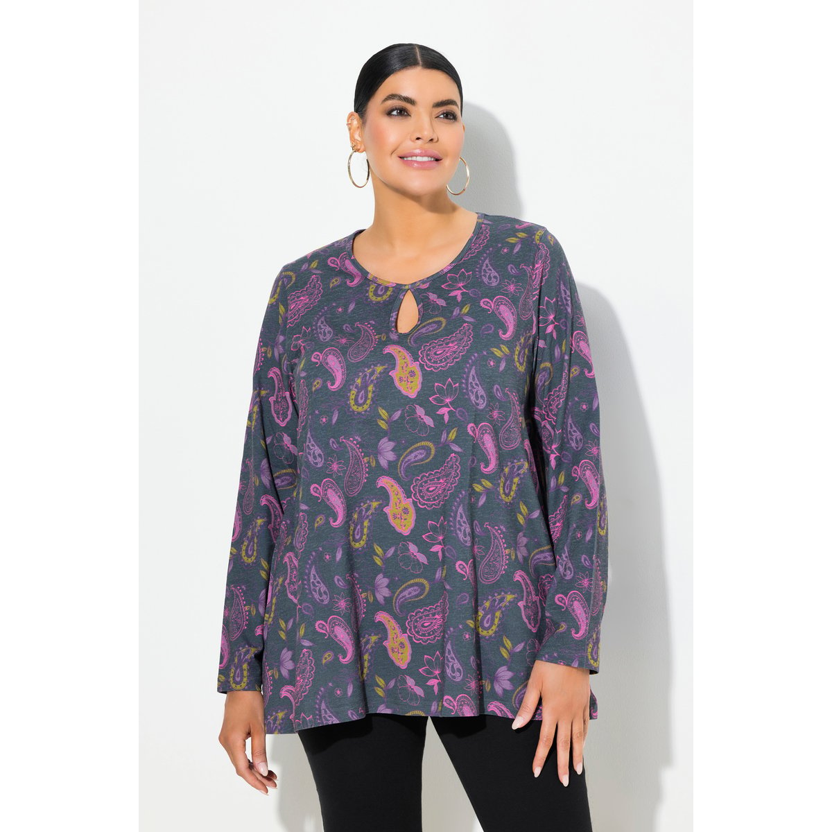 T-shirt col rond avec découpe trou marine, ULLA POPKEN