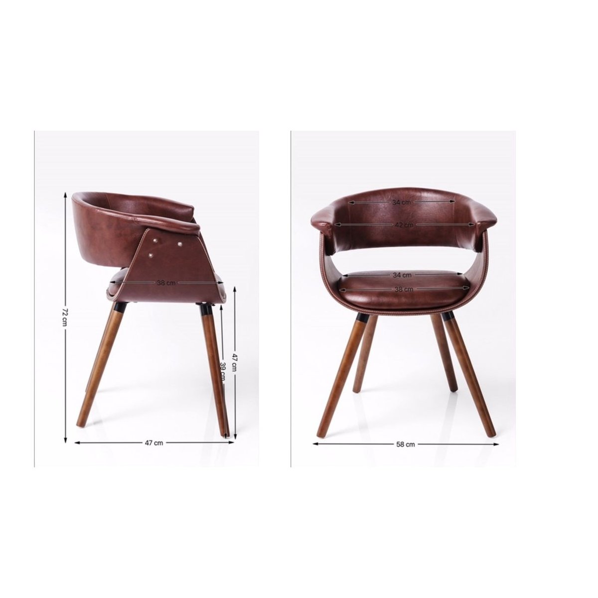 Chaise avec accoudoirs, MONACO marron, KARE DESIGN