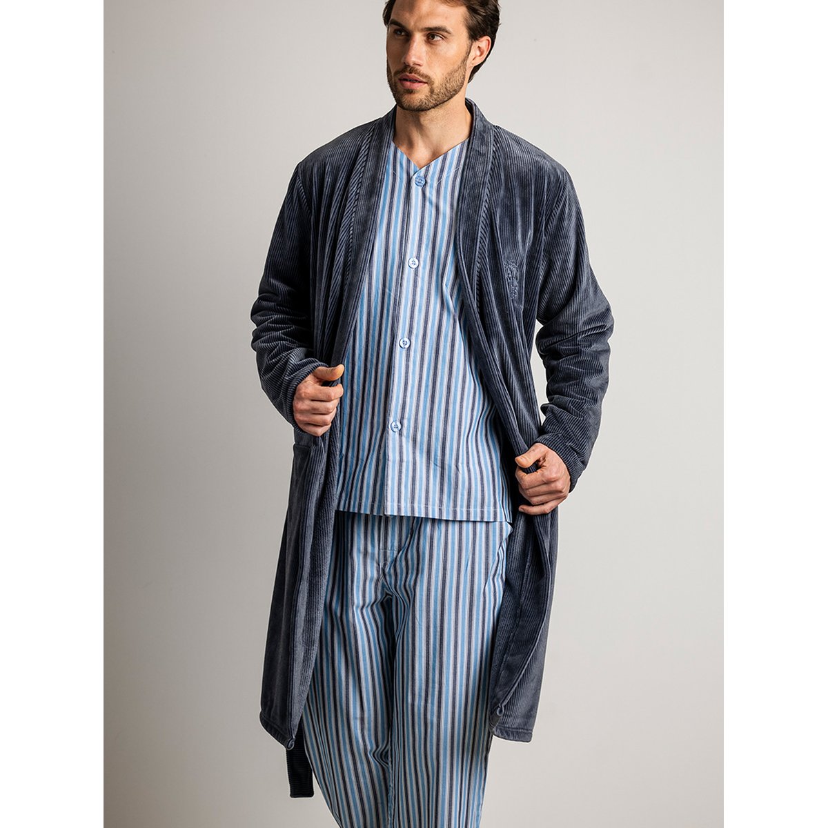 Robe de chambre Every Stripes bleu marine, ADMAS