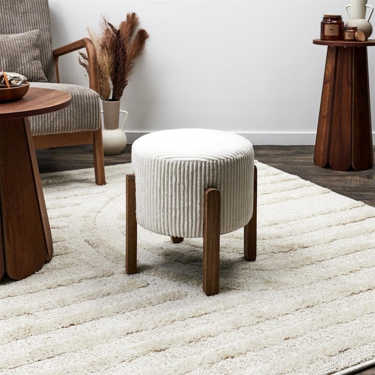 Tabouret Côtelé Beige beige, DECORATIE