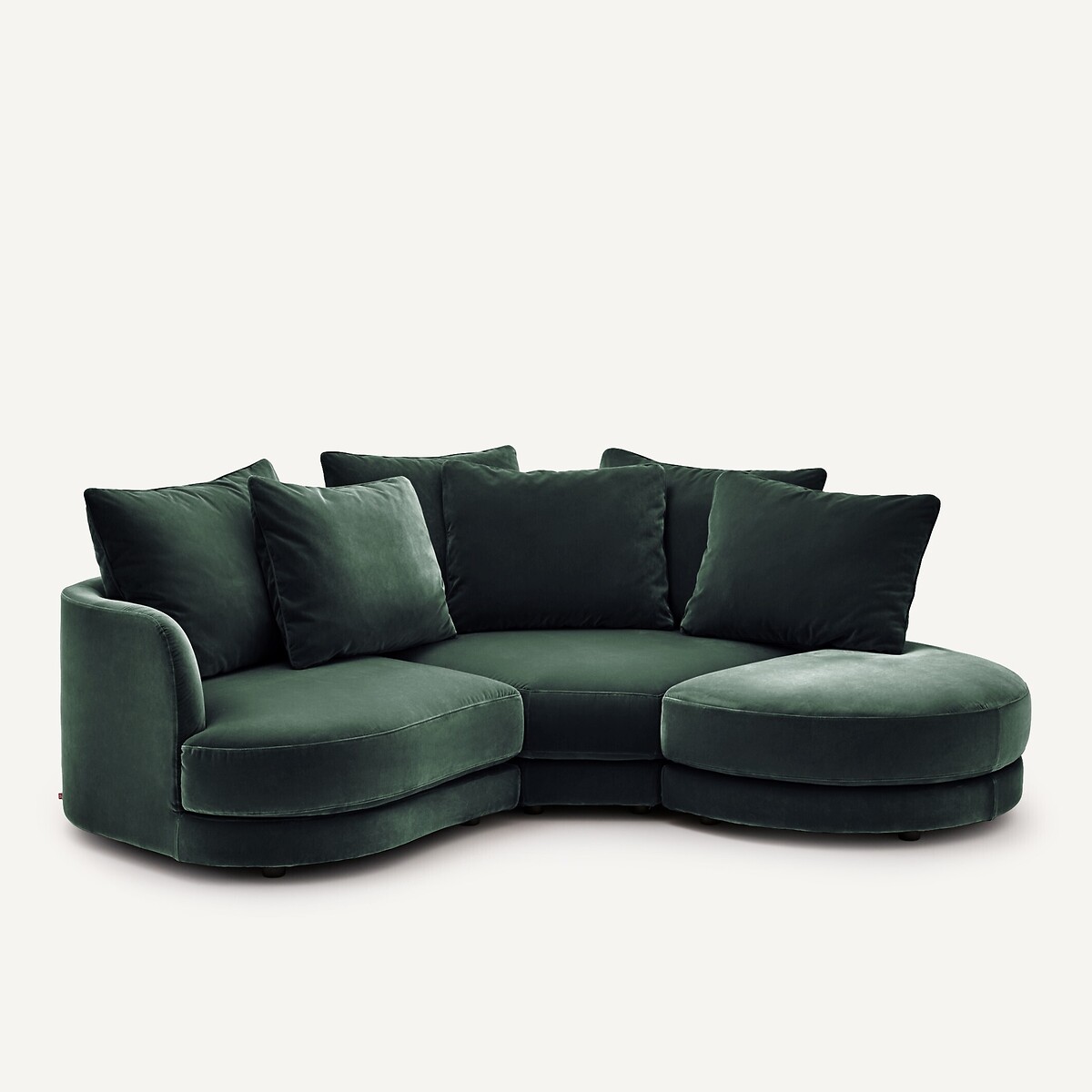 Linkes, abgerundetes, modulares Halbsofa aus Samt, TIBERIO khaki, AM.PM