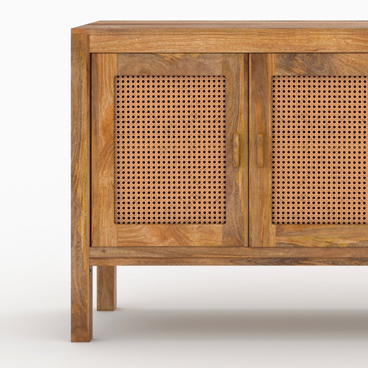Buffet 3 portes et 3 tiroirs en bois de manguier et cannage - TIKI marron clair, MAISON PAVANE