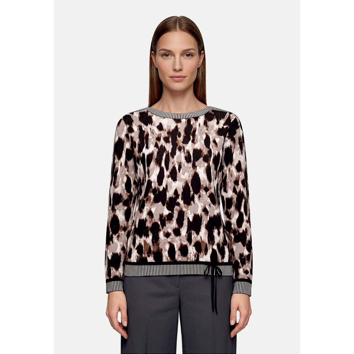 Pull-over en maille à manches longues beige/noir, BETTY BARCLAY