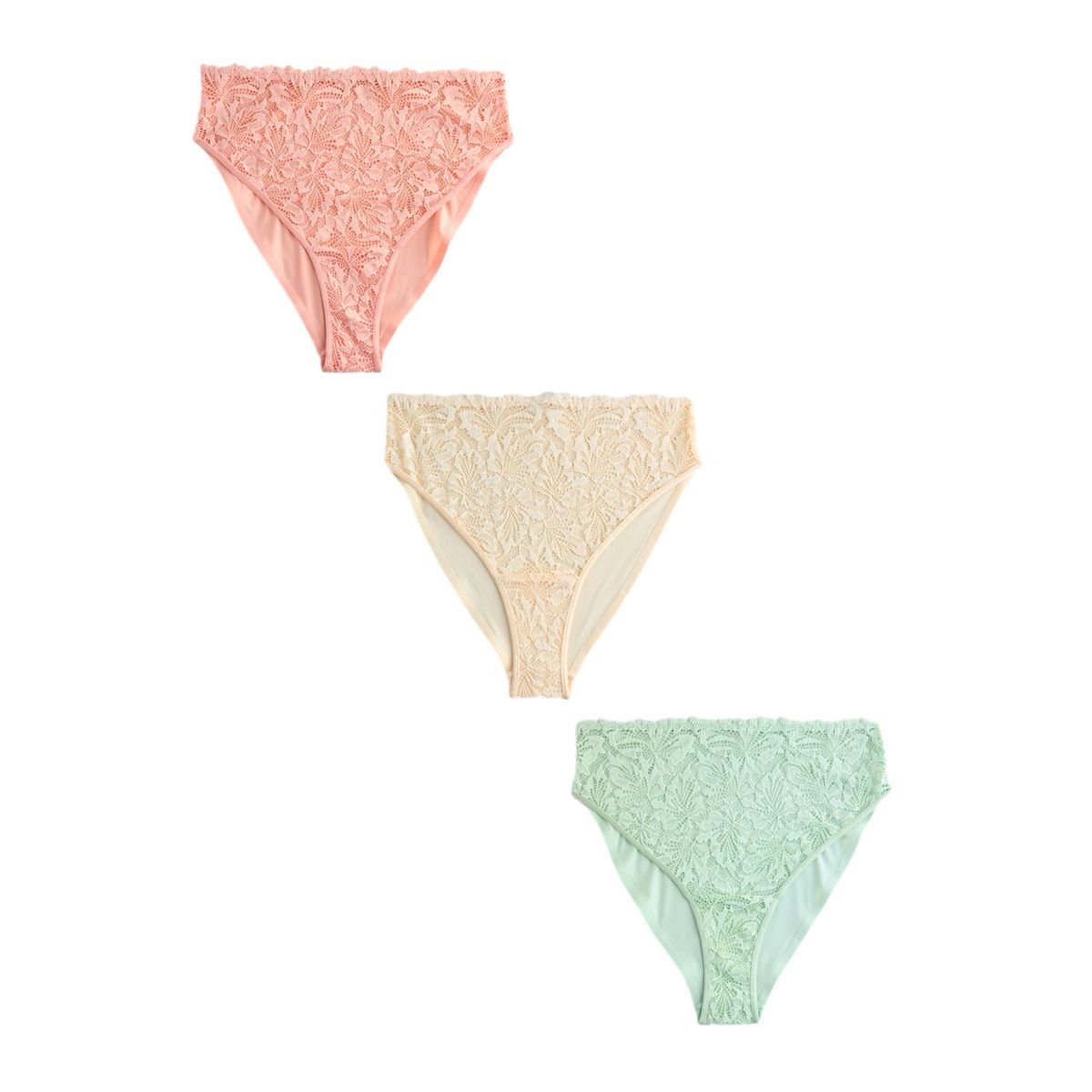 Culotte invisible avec dentelle, lot de 3 rose corail/vert/crème, NEXT