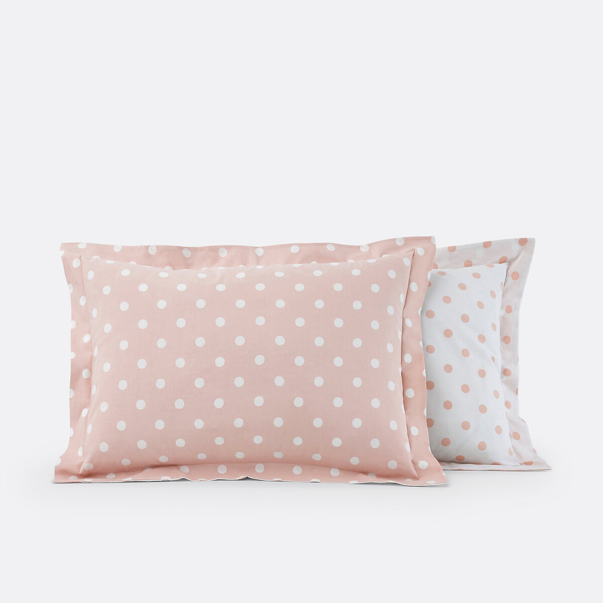 Federa per guanciale puro cotone stampa a pois, Clarisse nude/bianco, LA REDOUTE INTERIEURS