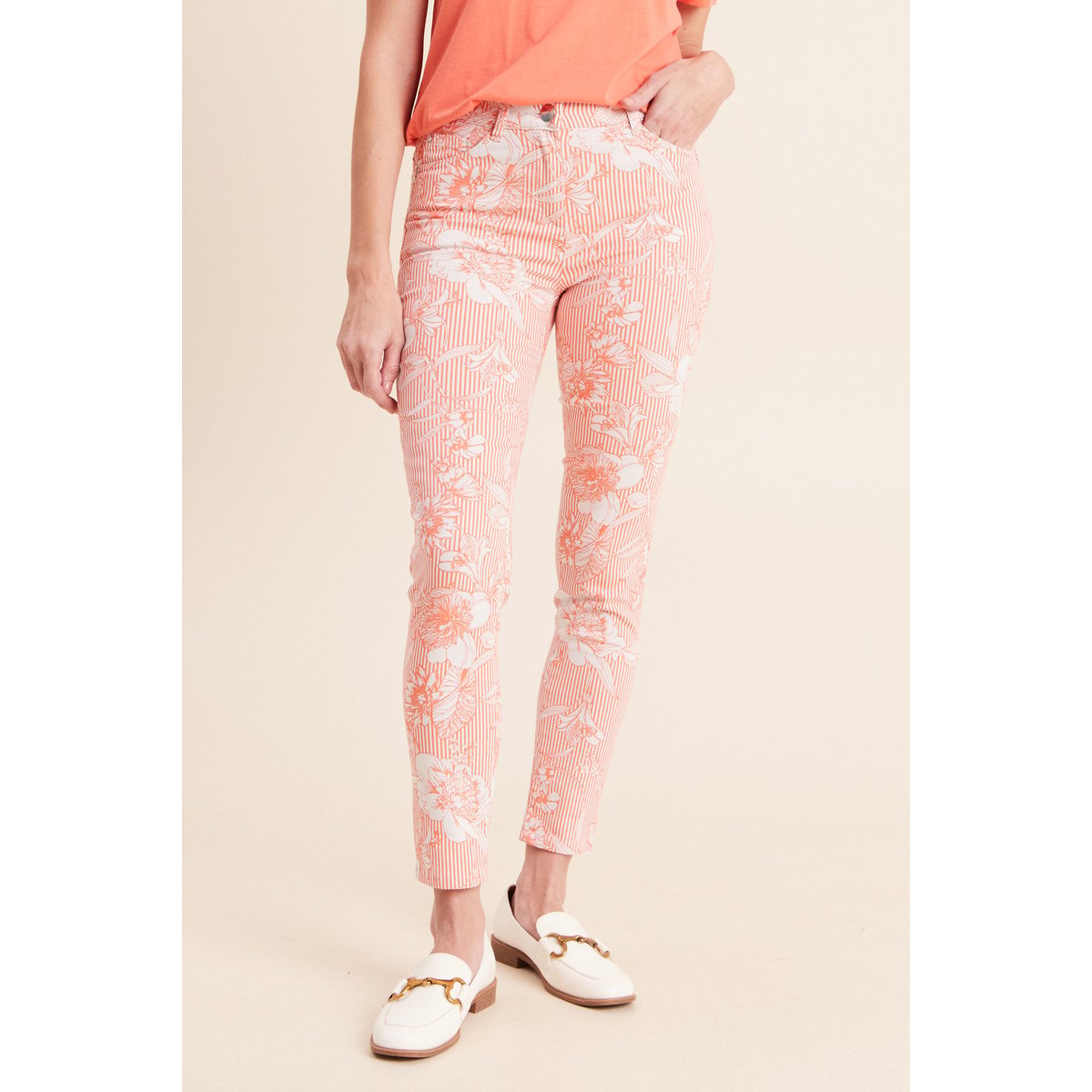 Pantalon ajusté 7/8ème orange, BREAL