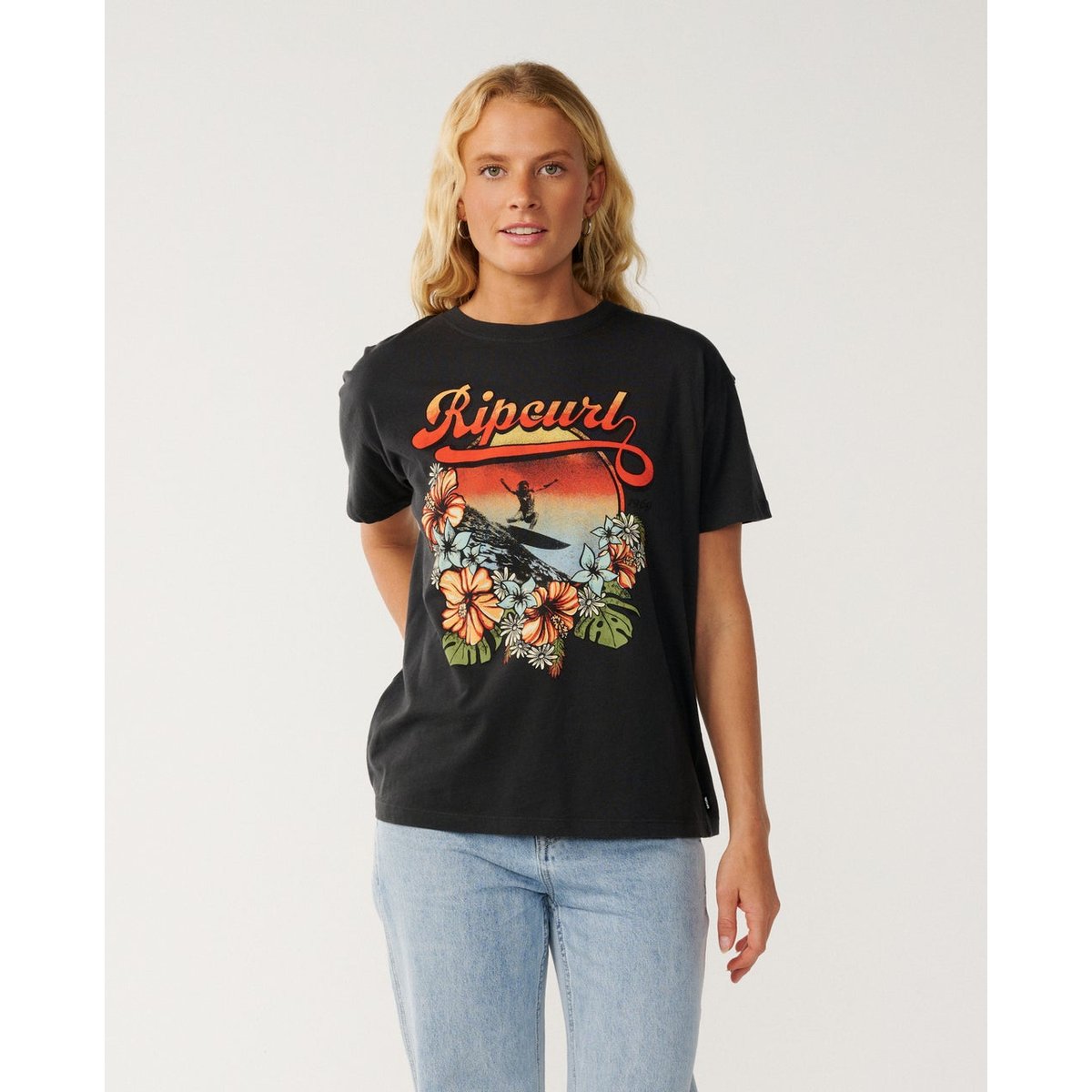 T-shirt relax WAVE noir délavé, RIP CURL