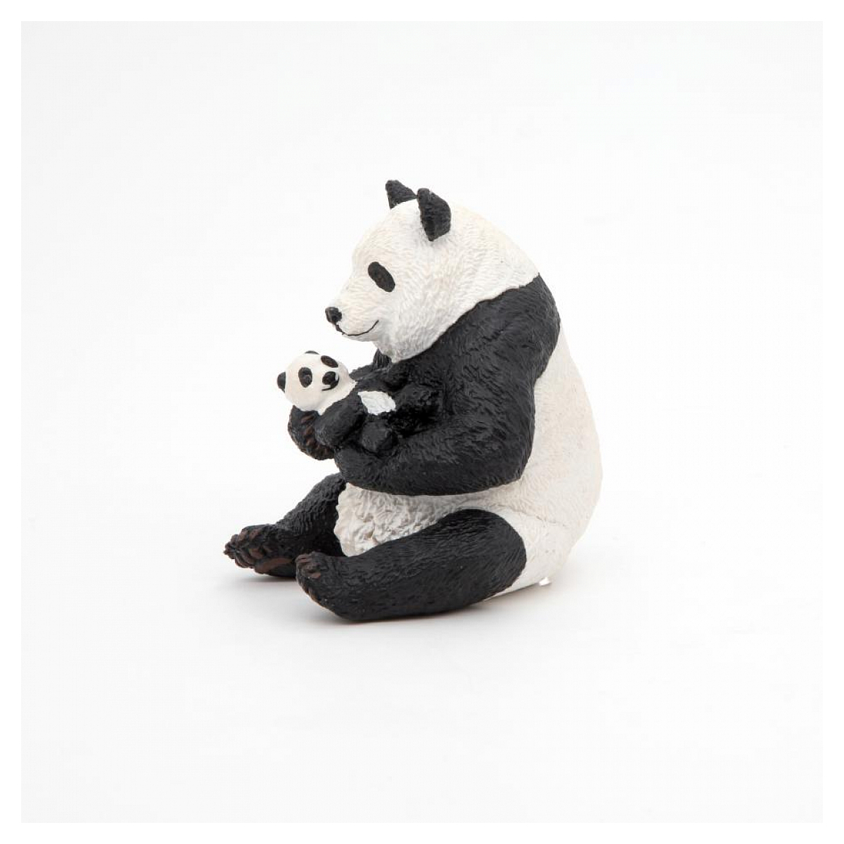 Figurine Panda assis et son bébé gris, PAPO