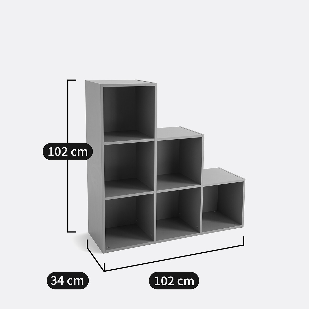 Meuble de rangement 6 cases escalier, Diny blanc, LA REDOUTE INTERIEURS