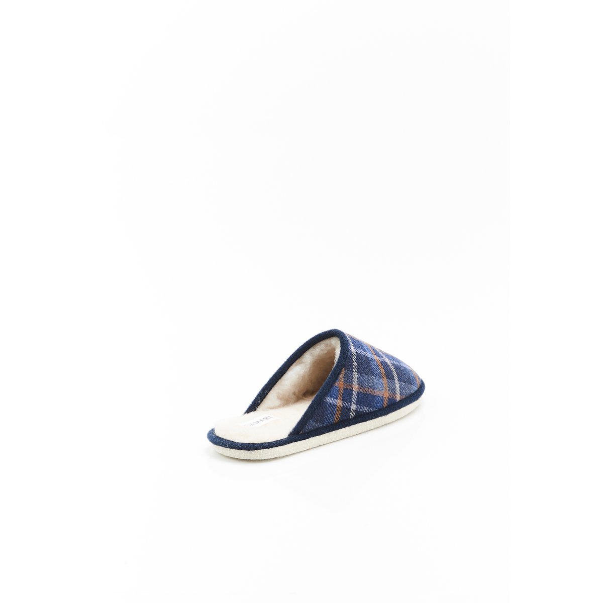 Chaussons Thermolactyl semelle laine bleu carreaux marine, DAMART