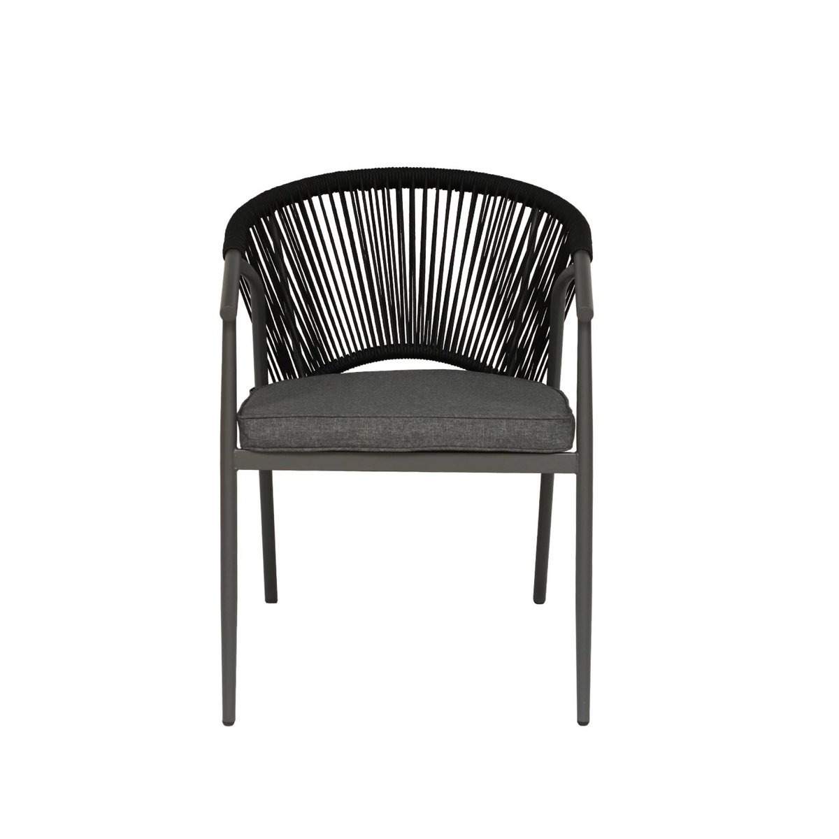 Fauteuil de jardin empilable acier et cordes (lot de 4) LIORA anthracite / noir, SWEEEK