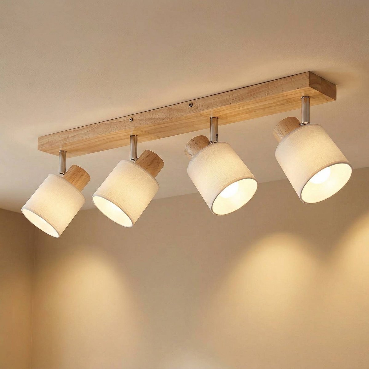 Spot en bois moderne, Wanessa bois clair, blanc, LINDBY