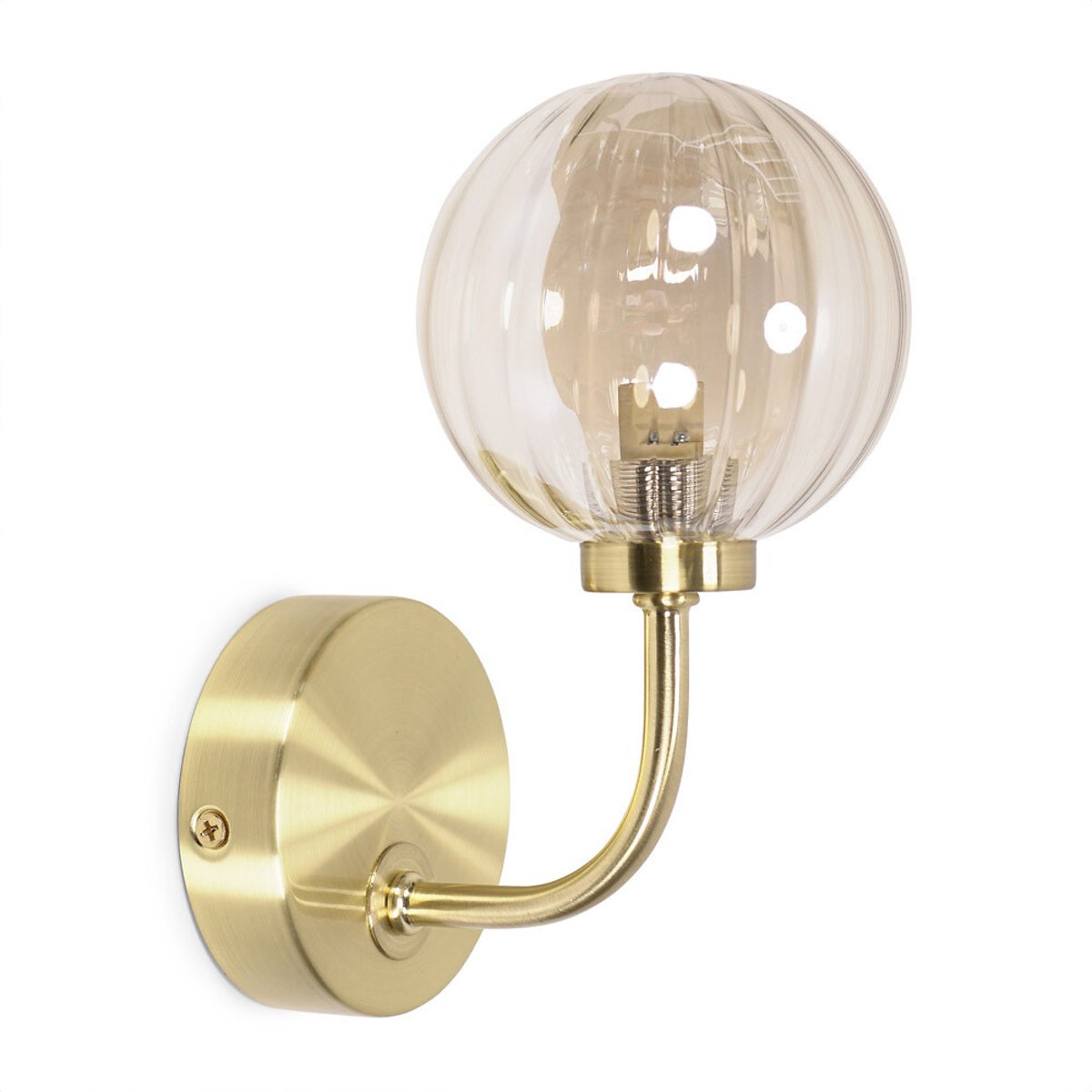 Chelsi Ribbed Glass Globe Wall Light gold-coloured, SO'HOME