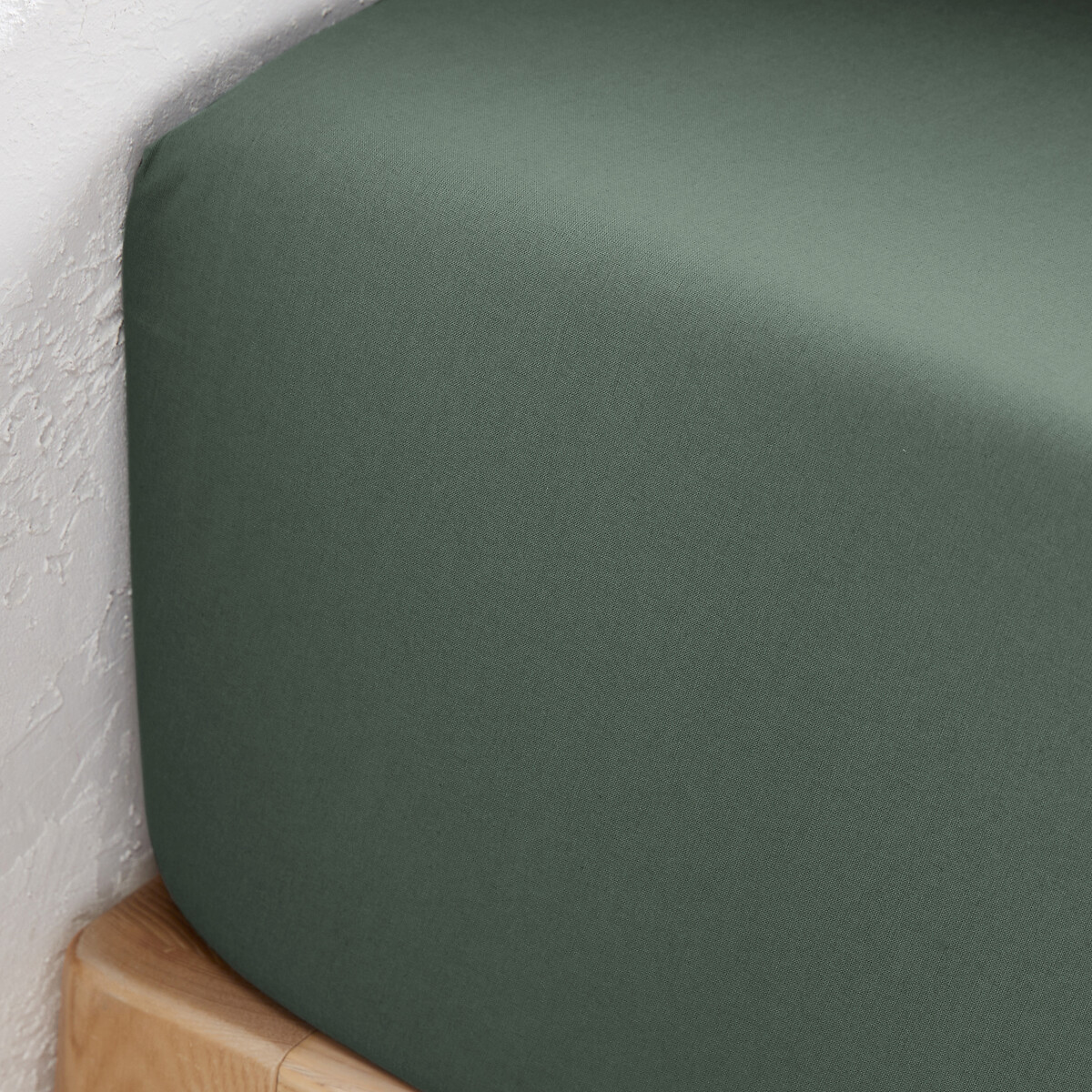 Drap housse uni coton bio, bonnet 30cm, Scenario eucalyptus, LA REDOUTE INTERIEURS