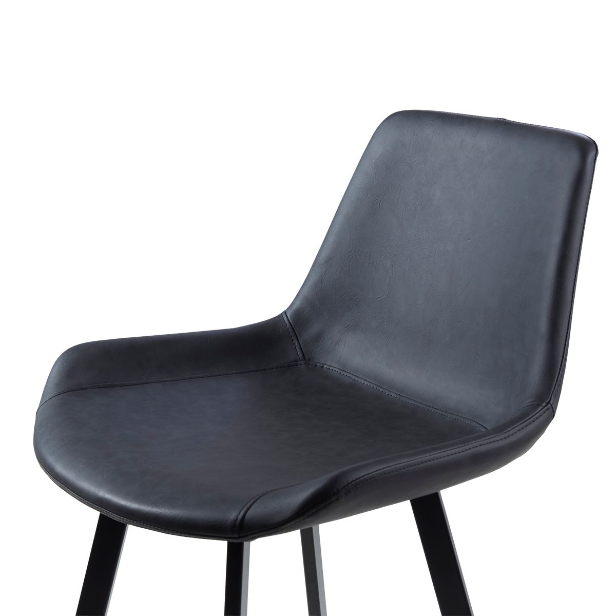 Chaise snack PU noir mat gris foncé, ZAGO