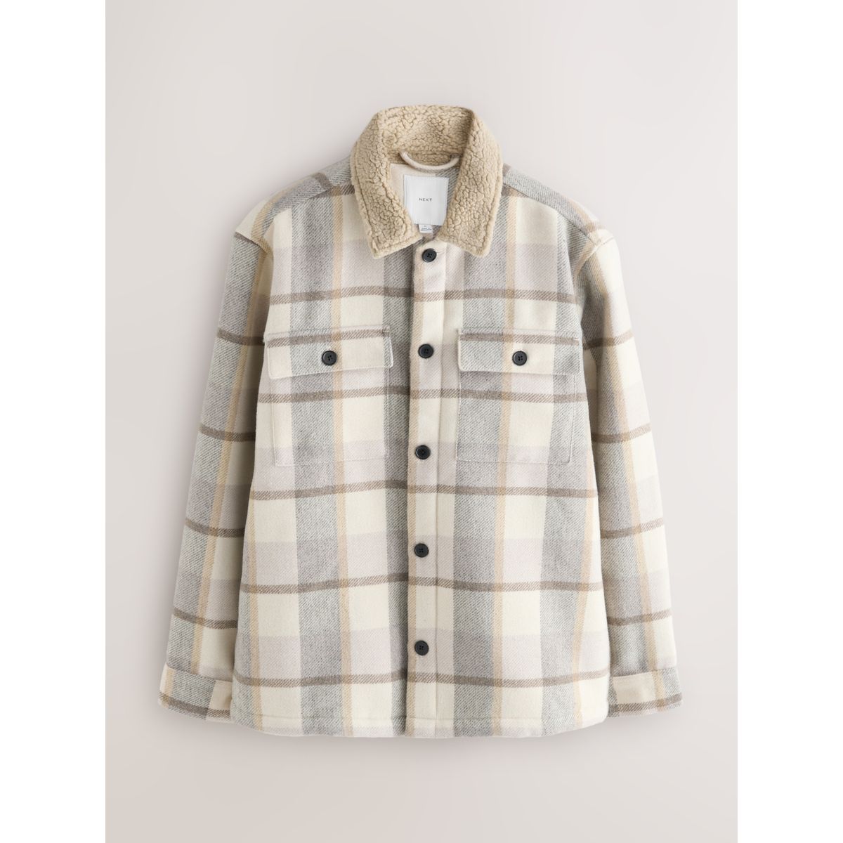 Veste-chemise à carreaux avec peau lainée naturel, NEXT