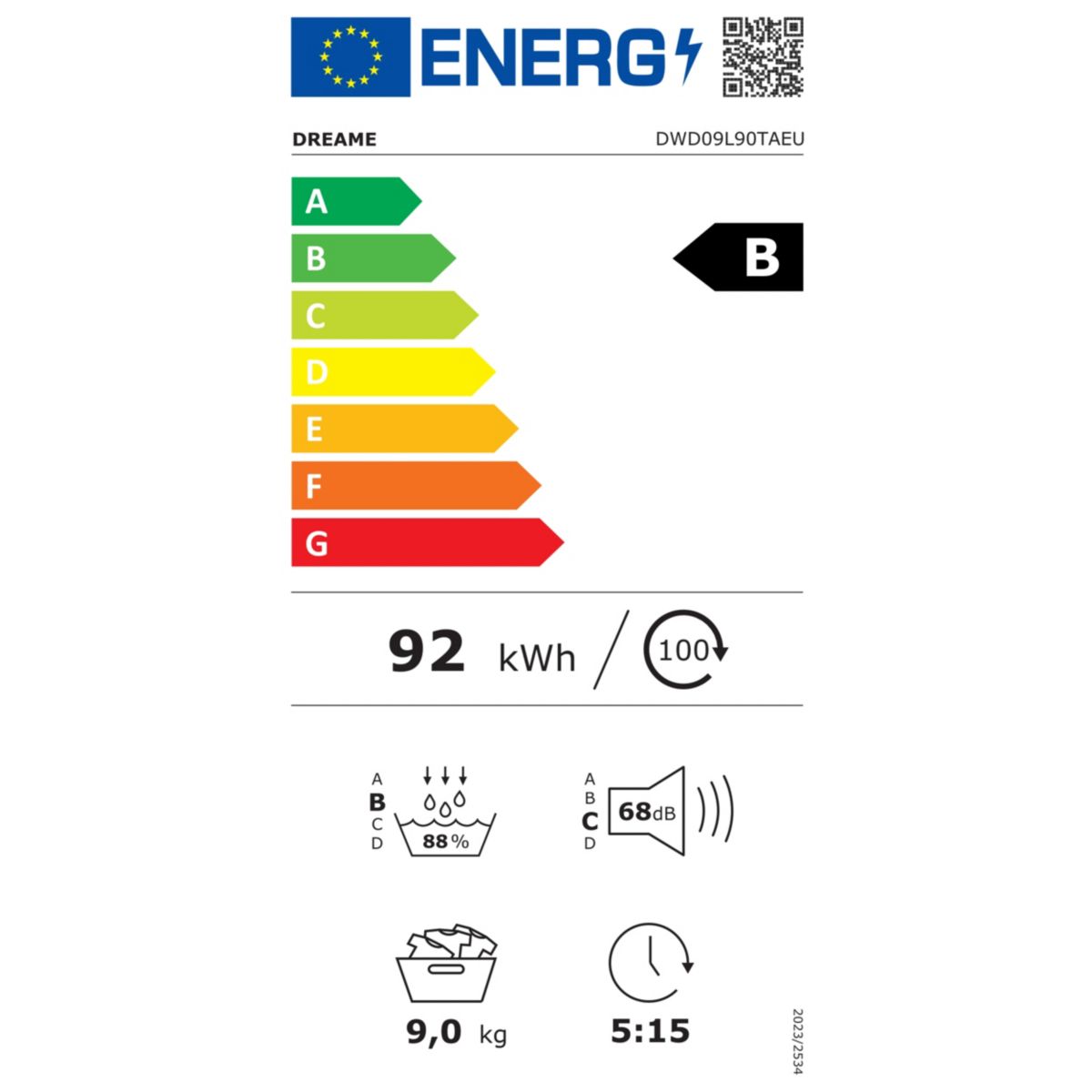 Sèche linge pompe à chaleur DRDRYL99KGG L9 9Kg couleur unique, DREAME