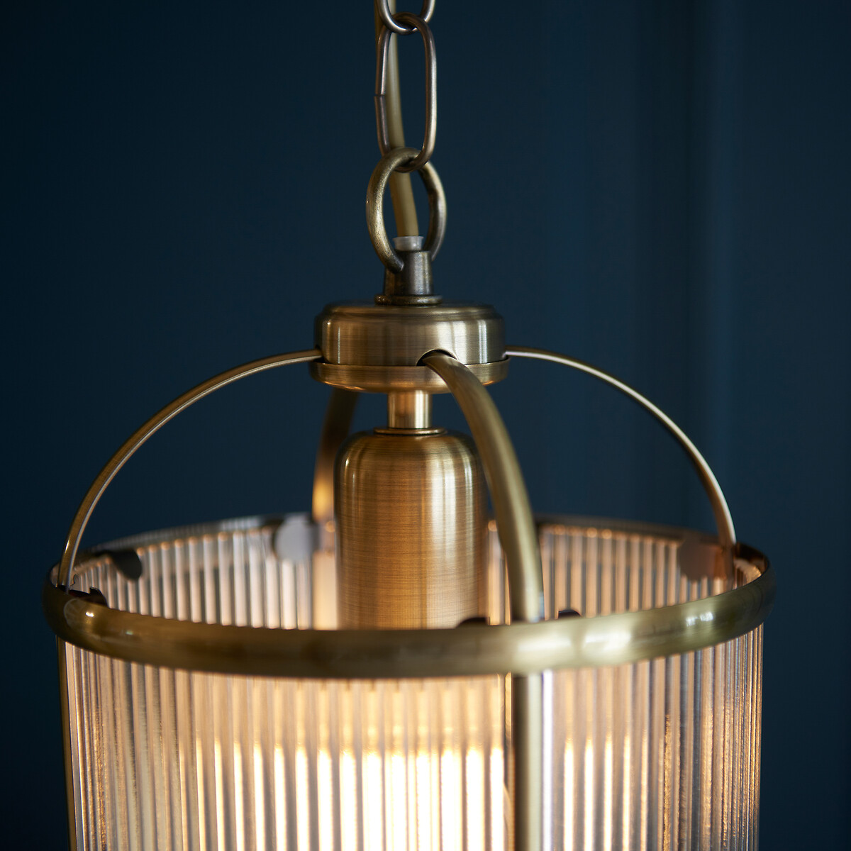 Layton 1-Light Ribbed Glass Pendant Light aged brass, SO'HOME
