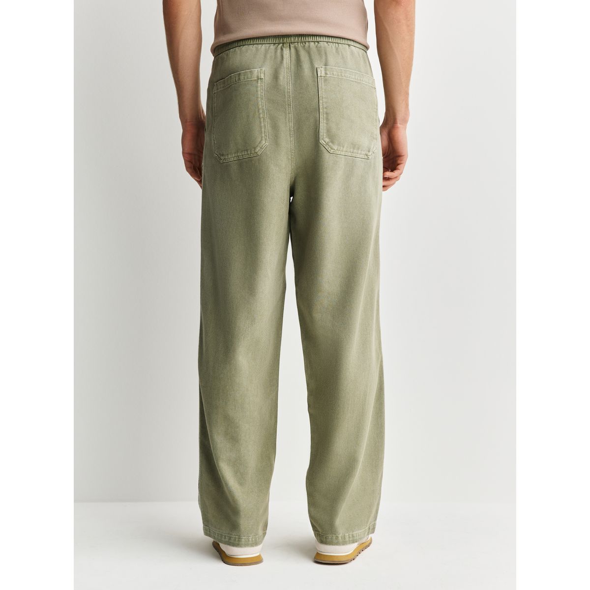 Pantalon authentique délavé taille élastique vert, NEXT
