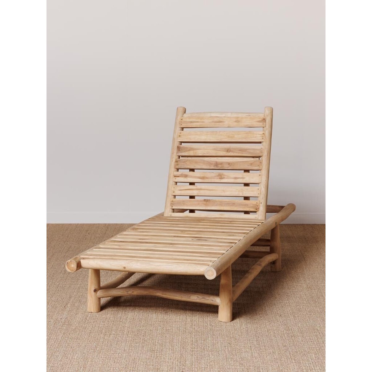 Chaise longue en teck BORA-BORA bois clair, CHEHOMA